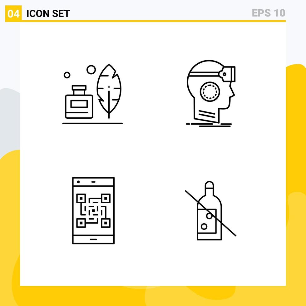 Modern Set of 4 Filledline Flat Colors Pictograph of adobe code american headset qr Editable Vector Design Elements