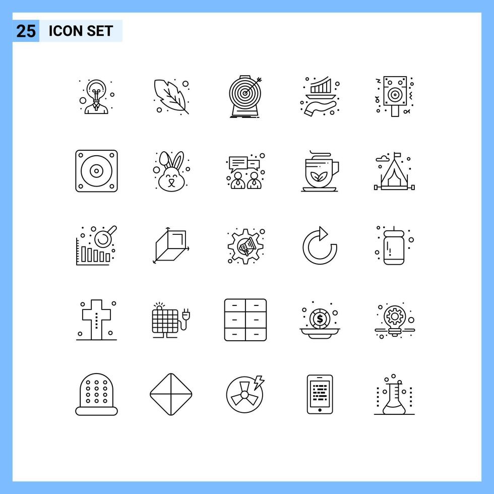 conjunto de 25 iconos de ui modernos símbolos signos para celebración informe objetivo marketing gráfico elementos de diseño vectorial editables vector