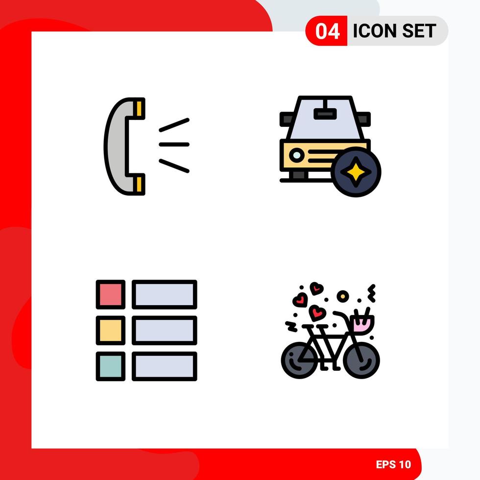 4 Universal Filledline Flat Colors Set for Web and Mobile Applications answer frame customer support star layout Editable Vector Design Elements