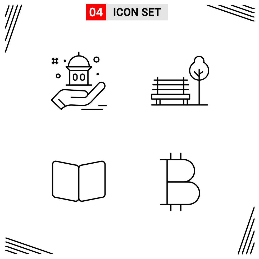 4 Icons Line Style Grid Based Creative Outline Symbols for Website Design Simple Line Icon Signs Isolated on White Background 4 Icon Set vector