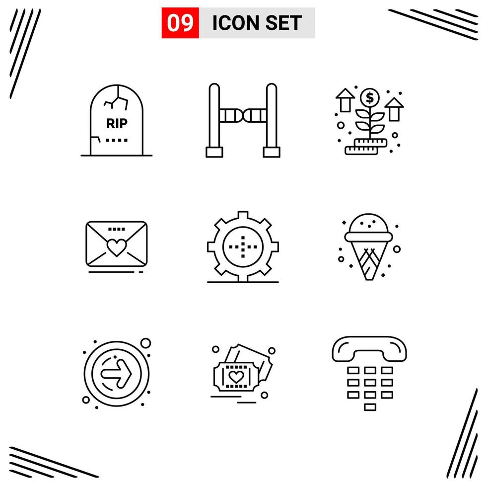 9 Icons Line Style Grid Based Creative Outline Symbols for Website Design Simple Line Icon Signs Isolated on White Background 9 Icon Set vector