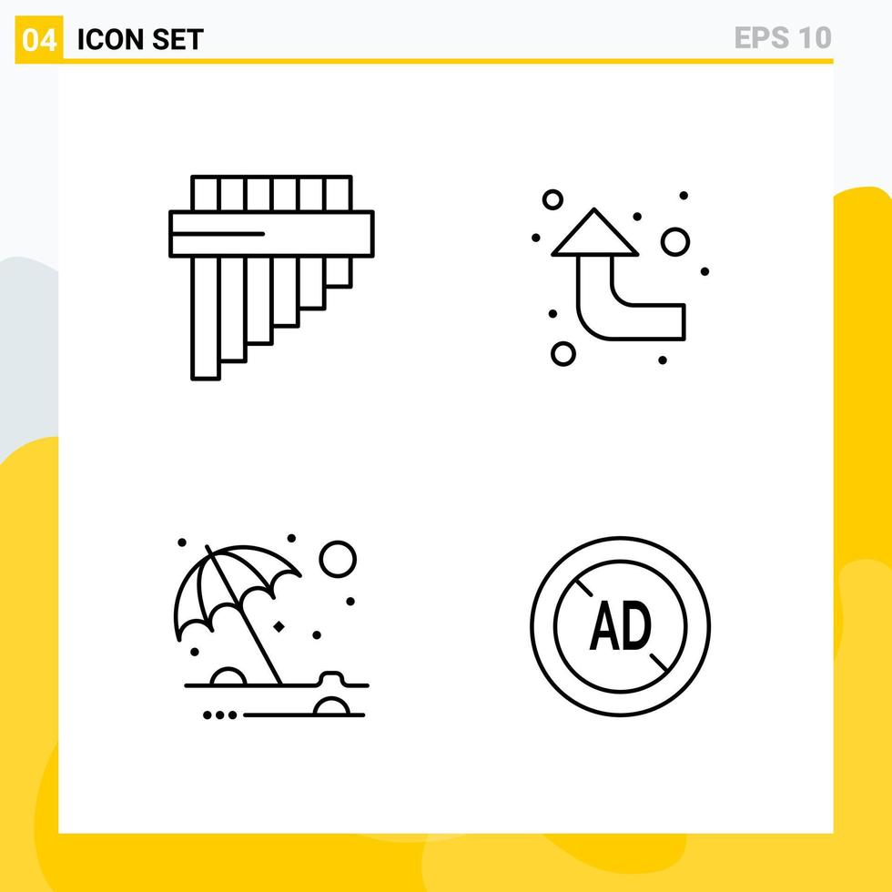 Collection of 4 Universal Line Icons Icon Set for Web and Mobile vector