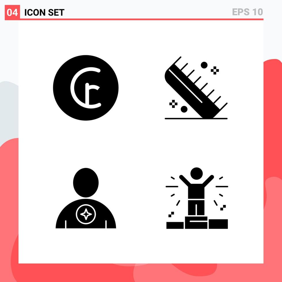Collection of 4 Vector Icons in solid style Modern Glyph Symbols for Web and Mobile Solid Icon Sign Isolated on White Background 4 Icons