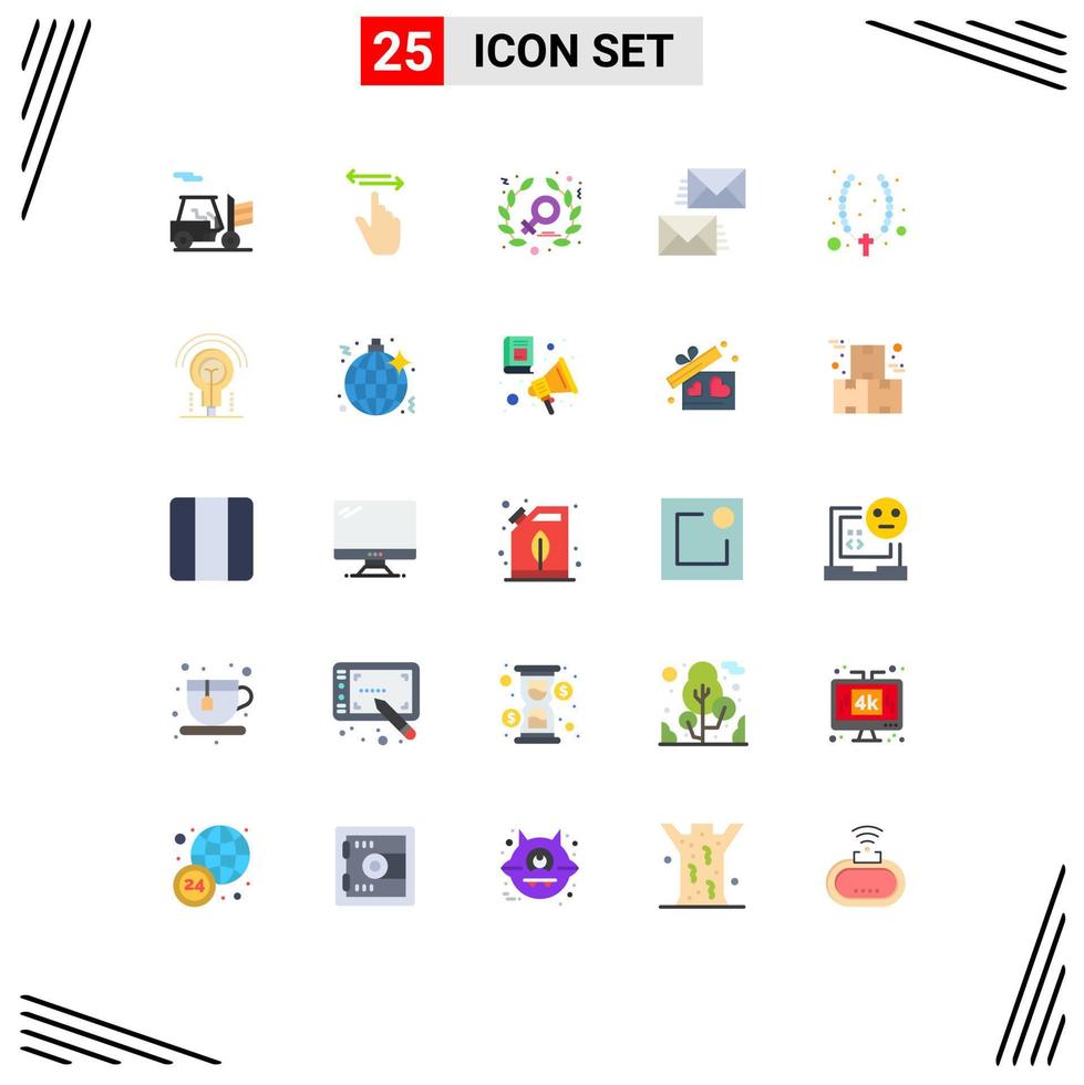 Modern Set of 25 Flat Colors Pictograph of christian envelope feminism email contact Editable Vector Design Elements