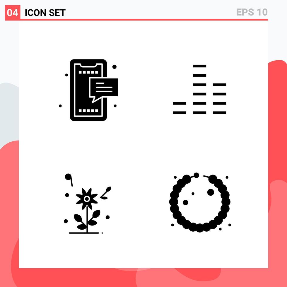 Collection of 4 Vector Icons in solid style Modern Glyph Symbols for Web and Mobile Solid Icon Sign Isolated on White Background 4 Icons