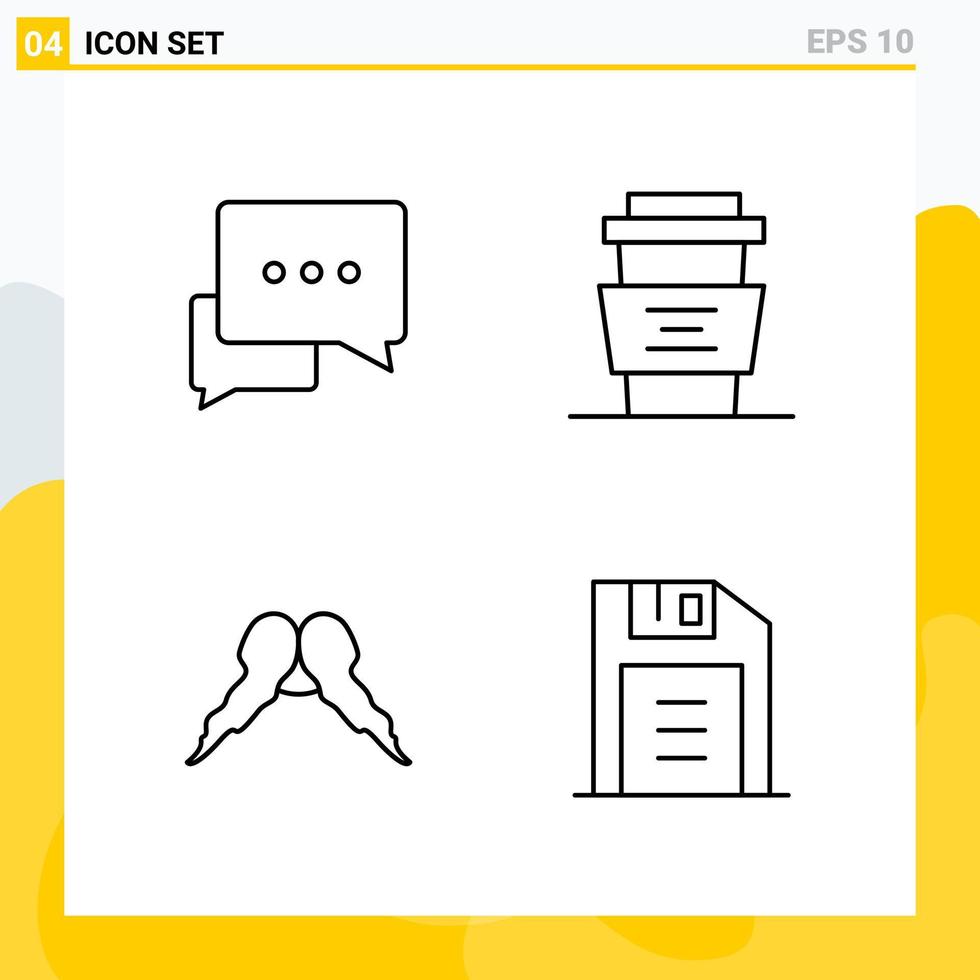 Collection of 4 Universal Line Icons Icon Set for Web and Mobile vector