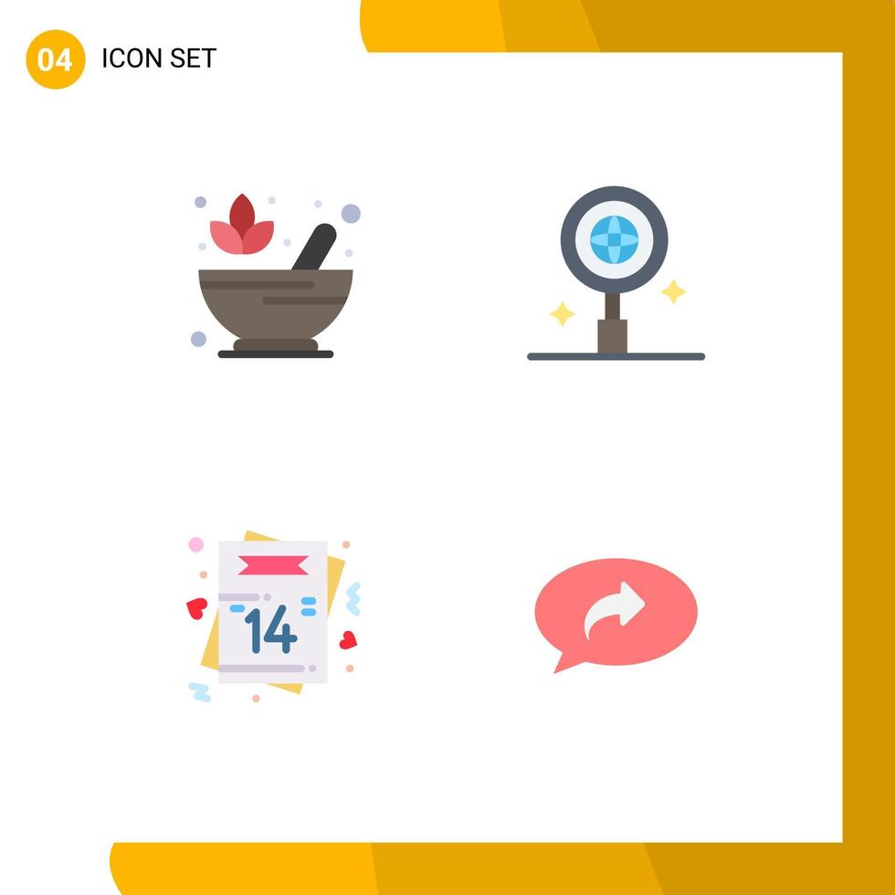 Stock Vector Icon Pack of 4 Line Signs and Symbols for mortar love lotus world romantic Editable Vector Design Elements