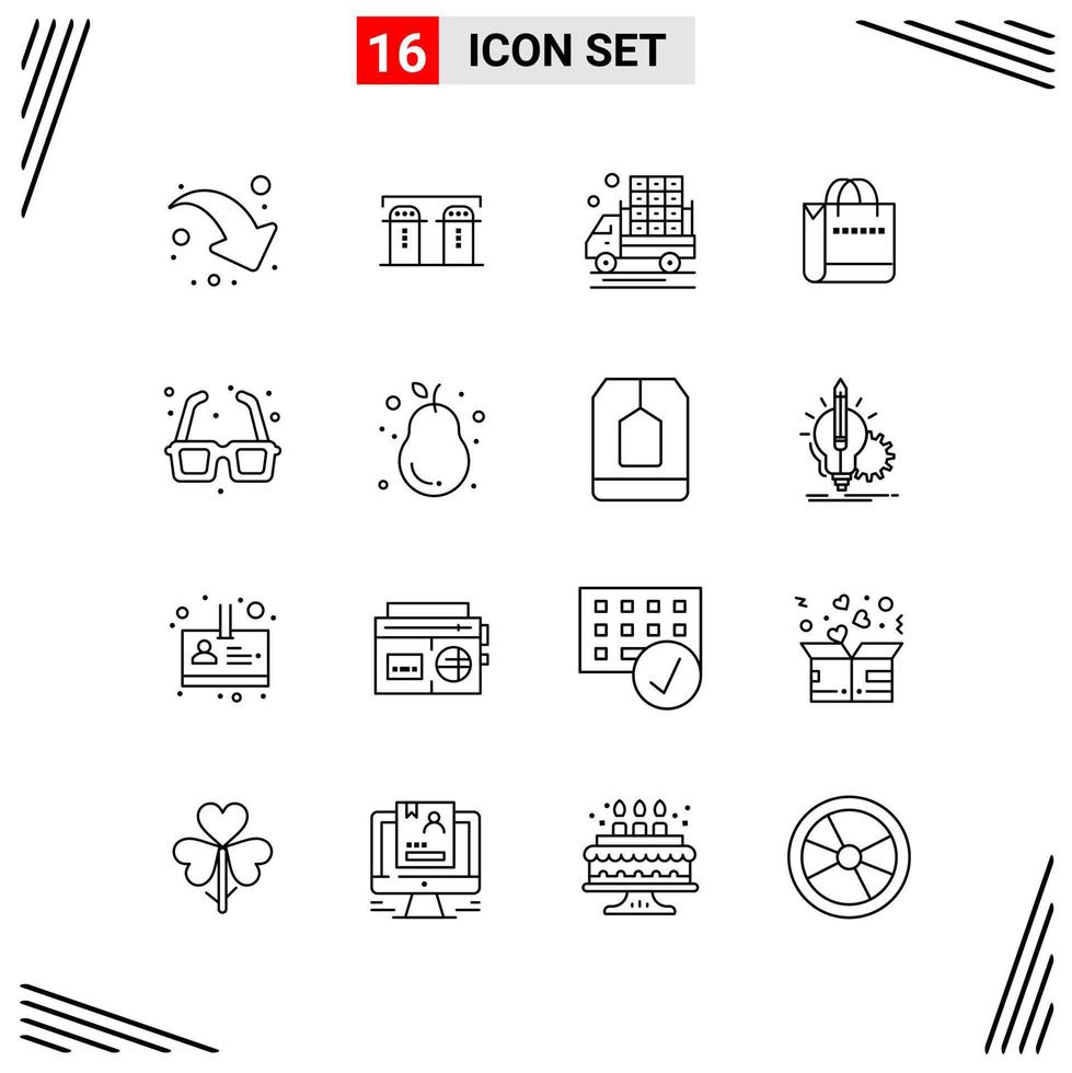 16 Icons Line Style Grid Based Creative Outline Symbols for Website Design Simple Line Icon Signs Isolated on White Background 16 Icon Set vector