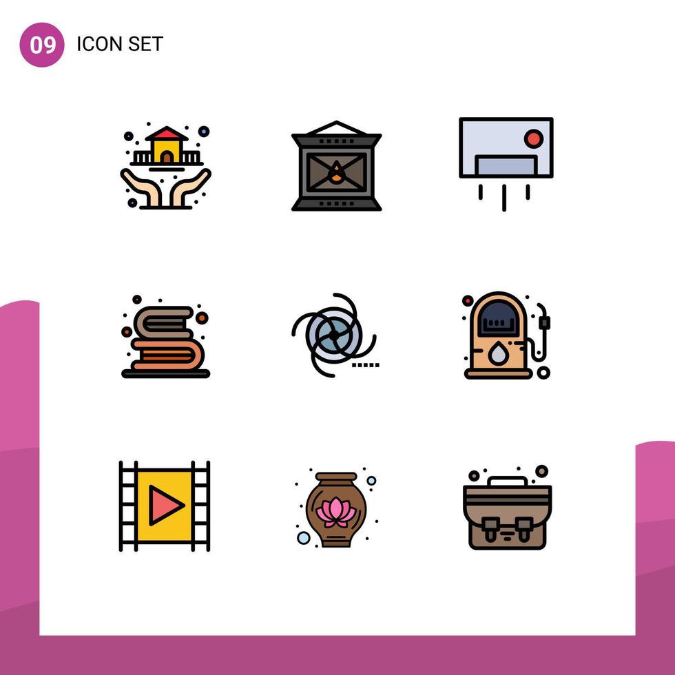 9 Filledline Flat Color concept for Websites Mobile and Apps read education ac books house Editable Vector Design Elements
