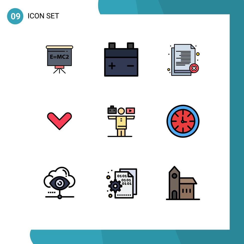 Universal Icon Symbols Group of 9 Modern Filledline Flat Colors of life down employee direction arrow Editable Vector Design Elements