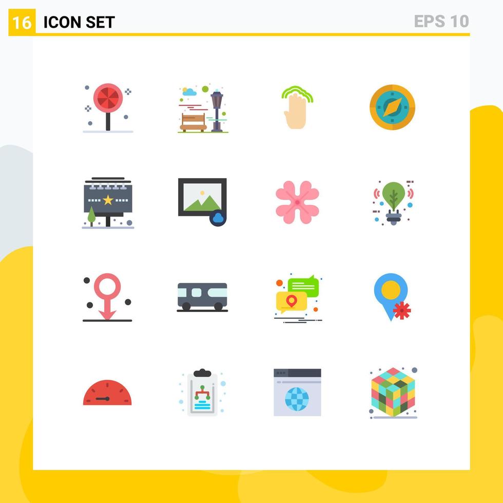 Stock Vector Icon Pack of 16 Line Signs and Symbols for advertisement location four compass navigation Editable Pack of Creative Vector Design Elements