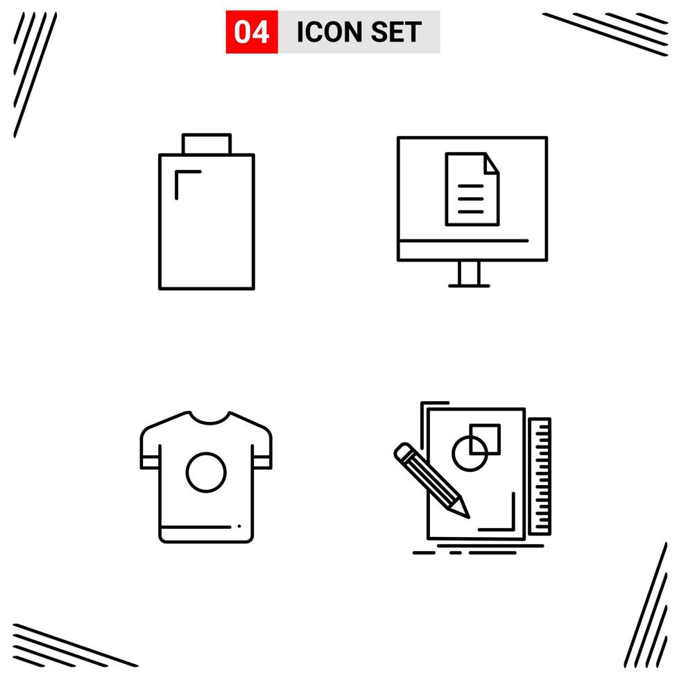 4 Icons Line Style Grid Based Creative Outline Symbols for Website Design Simple Line Icon Signs Isolated on White Background 4 Icon Set vector