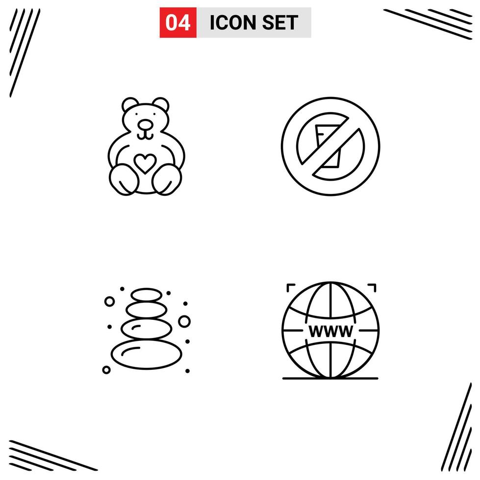4 Universal Line Signs Symbols of hearts lotus wedding no water world Editable Vector Design Elements