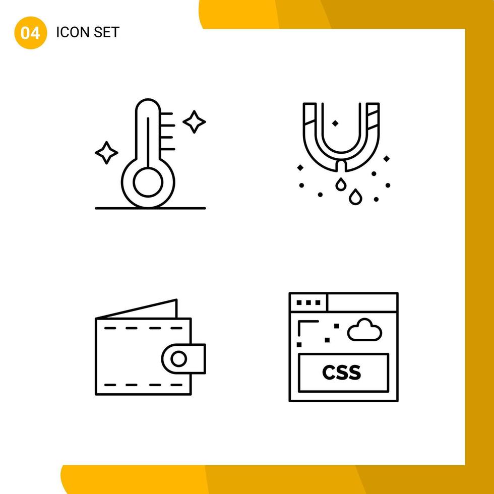 4 Icon Set Line Style Icon Pack Outline Symbols isolated on White Backgound for Responsive Website Designing vector