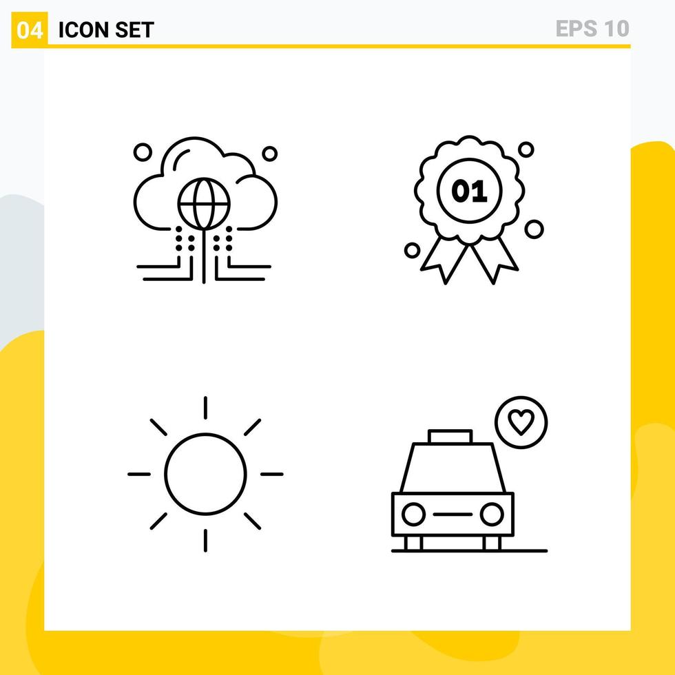 Collection of 4 Universal Line Icons Icon Set for Web and Mobile vector