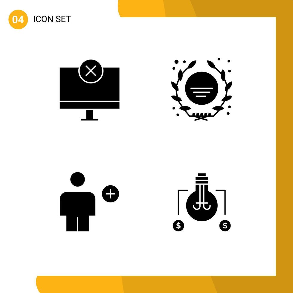 conjunto de 4 glifos sólidos vectoriales en la cuadrícula para computadoras agregar elementos de diseño vectorial editables del cuerpo de la placa de hardware vector