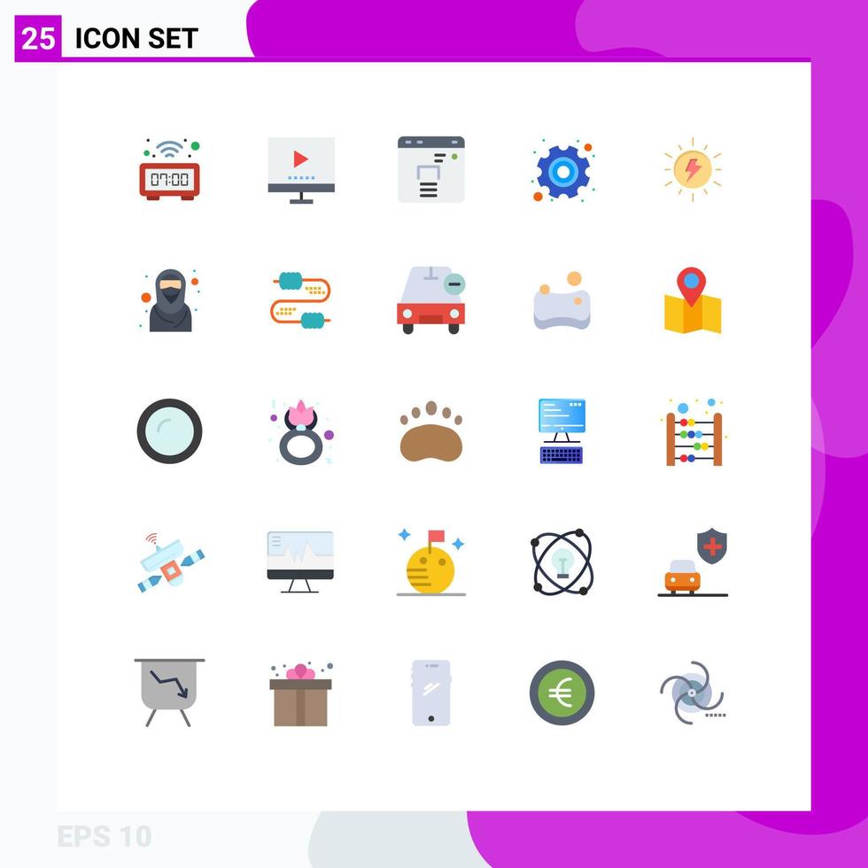 Universal Icon Symbols Group of 25 Modern Flat Colors of solar labour video labor day Editable Vector Design Elements