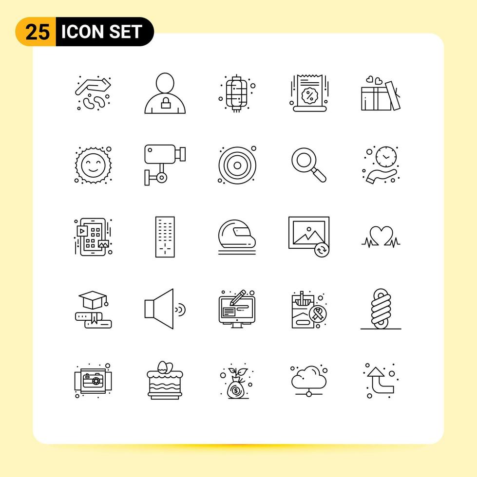 25 iconos creativos signos y símbolos modernos de venta gran venta bloqueada gran venta nuevos elementos de diseño vectorial editables vector