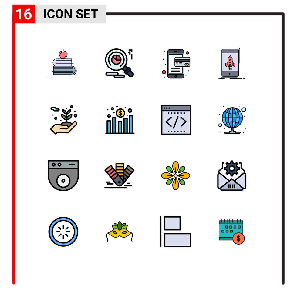 Set of 16 Modern UI Icons Symbols Signs for environment phone card mobile gaming Editable Creative Vector Design Elements