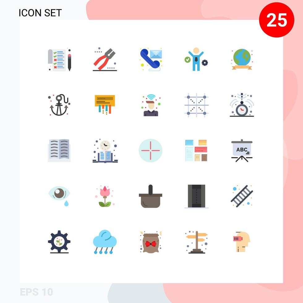 Set of 25 Modern UI Icons Symbols Signs for ecology badge message process business Editable Vector Design Elements