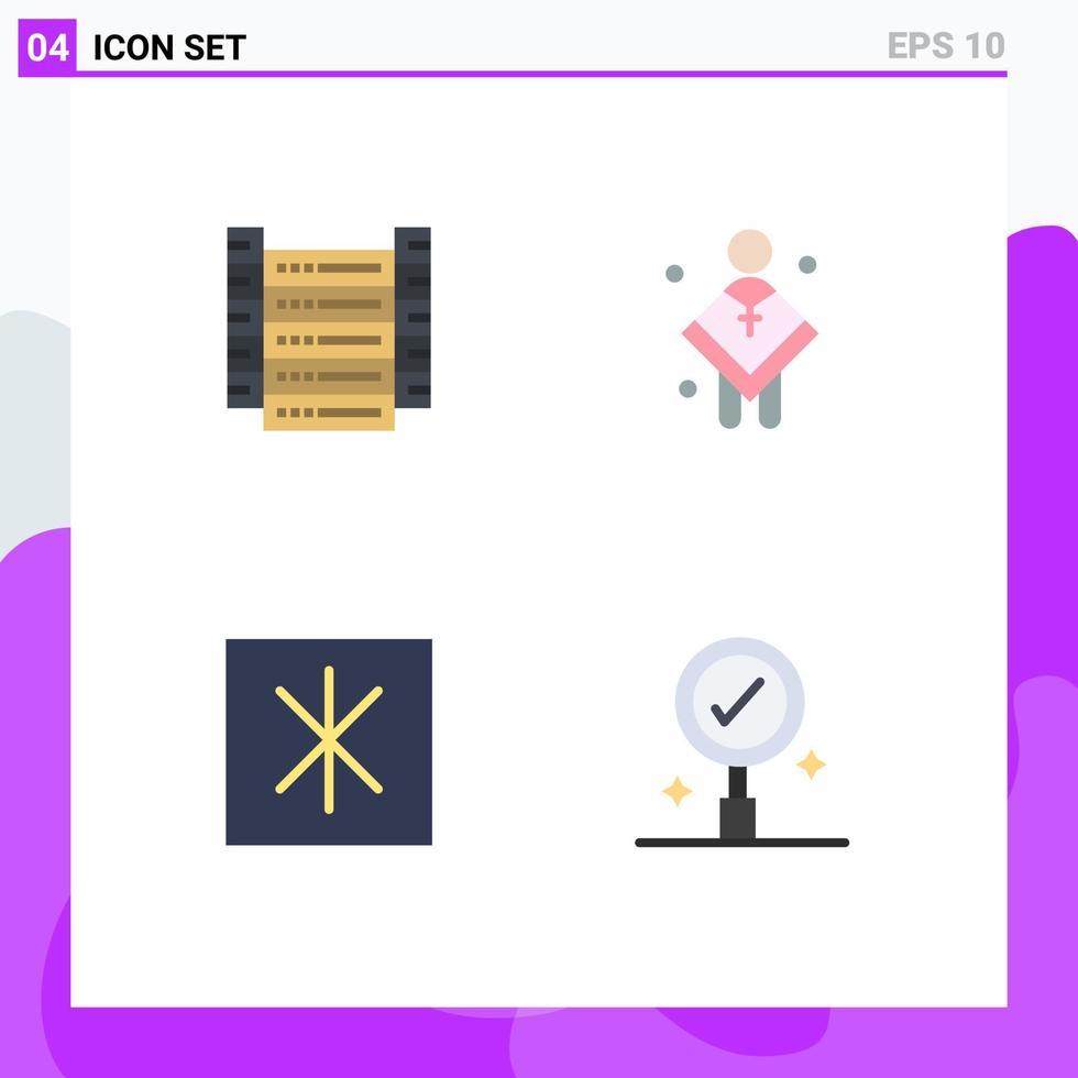 Modern Set of 4 Flat Icons and symbols such as big data fridge servers male refrigerator Editable Vector Design Elements