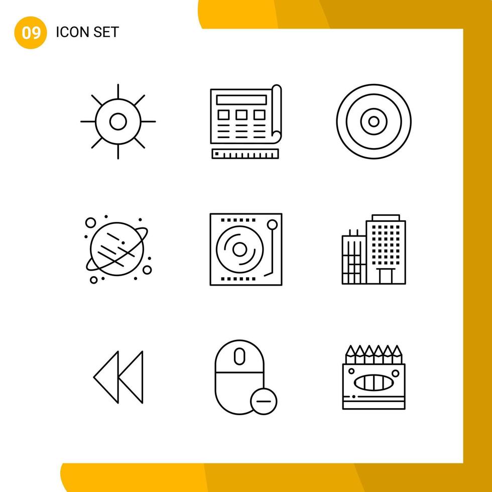 9 Icon Set Line Style Icon Pack Outline Symbols isolated on White Backgound for Responsive Website Designing vector