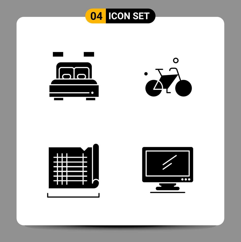 4 Black Icon Pack Glyph Symbols Signs for Responsive designs on white background 4 Icons Set vector