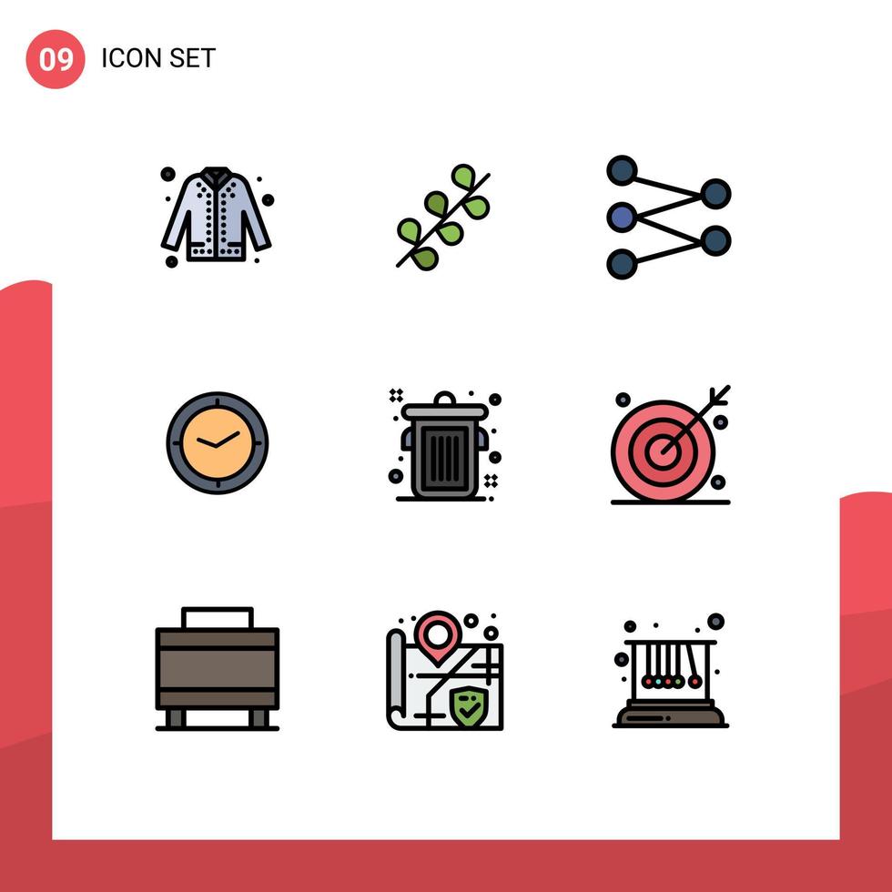 Set of 9 modern ui icons symbols signs for editorial clock spring timer