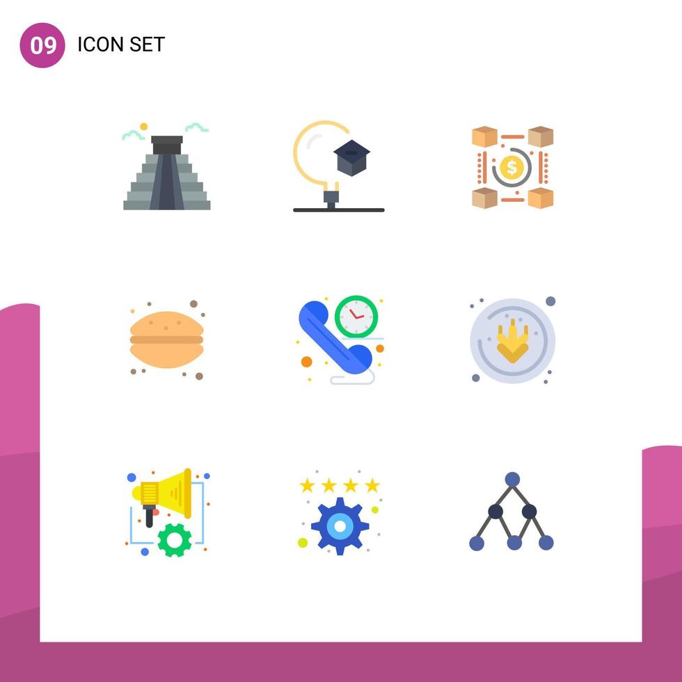 Modern Set of 9 Flat Colors and symbols such as macaroni dessert university cake pp Editable Vector Design Elements