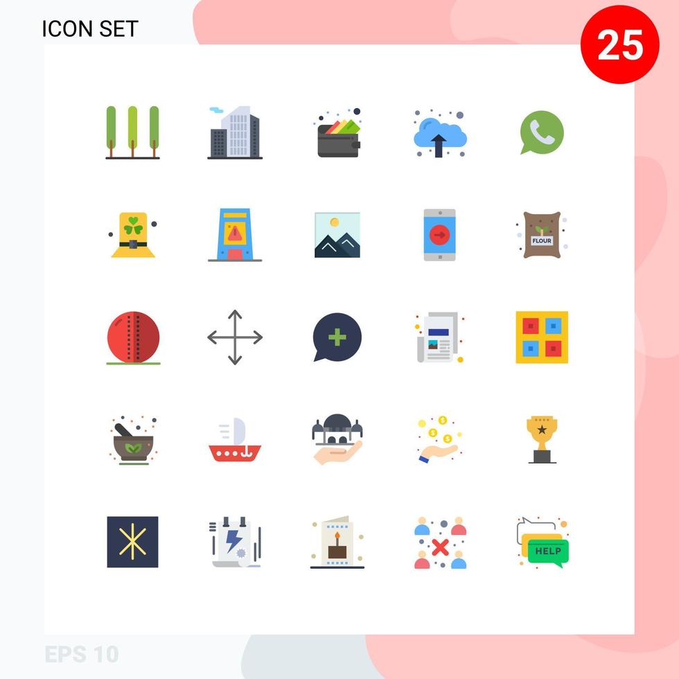 paquete de 25 signos y símbolos de colores planos modernos para medios de impresión web, como el teléfono de disfraces, el chat de dinero, la carga de elementos de diseño de vectores editables