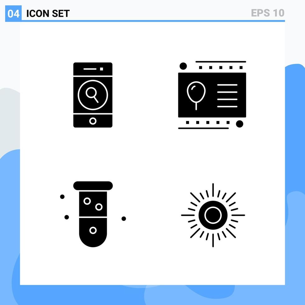 Modern 4 solid style icons Glyph Symbols for general use Creative Solid Icon Sign Isolated on White Background 4 Icons Pack vector
