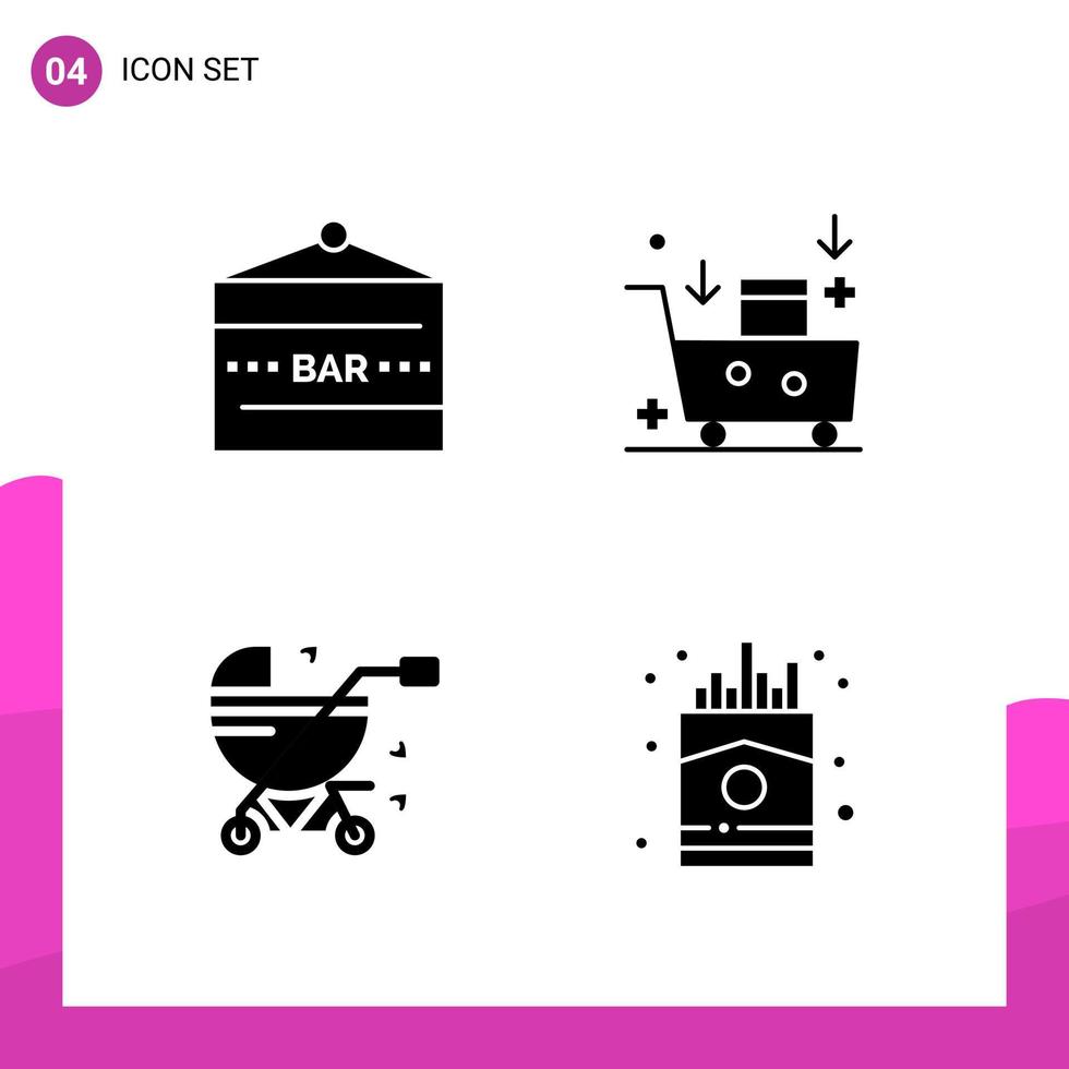 Glyph Icon set Pack of 4 Solid Icons isolated on White Background for responsive Website Design Print and Mobile Applications vector