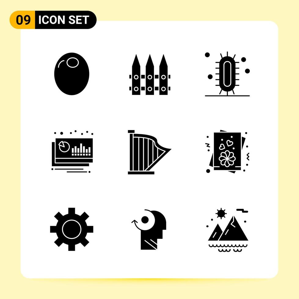 9 Creative Icons for Modern website design and responsive mobile apps 9 Glyph Symbols Signs on White Background 9 Icon Pack vector