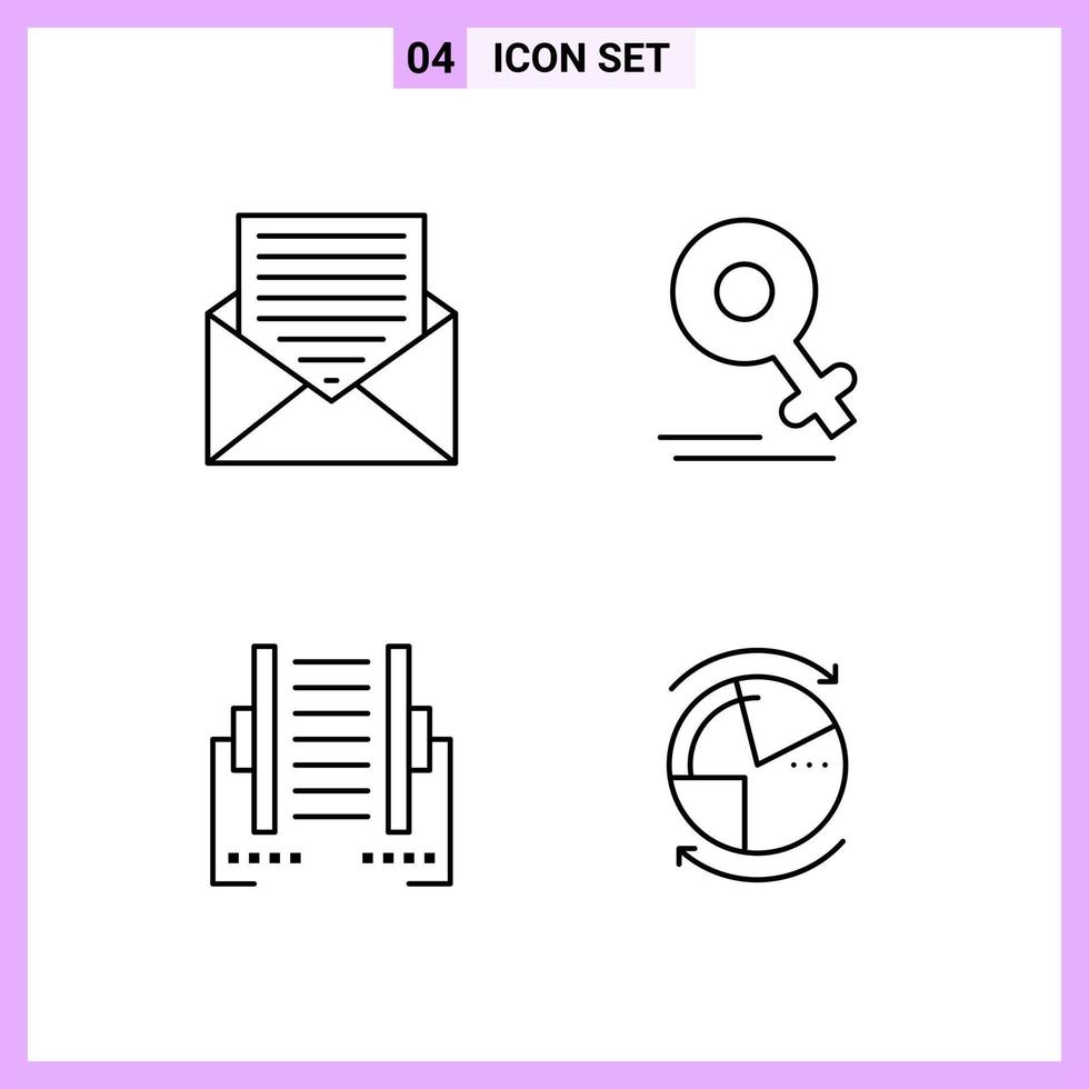 4 Icons in Line Style Outline Symbols on White Background Creative Vector Signs for Web mobile and Print