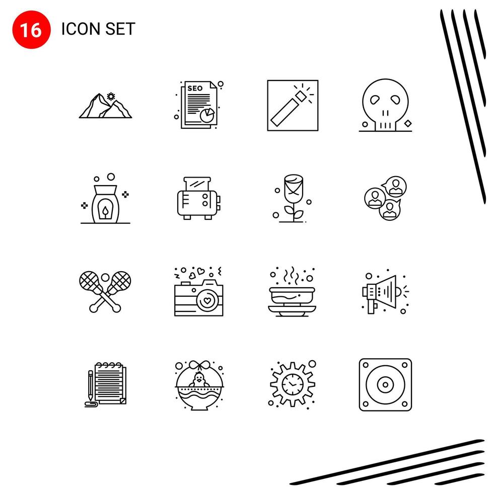 Set of 16 Modern UI Icons Symbols Signs for aroma human data head retouch Editable Vector Design Elements