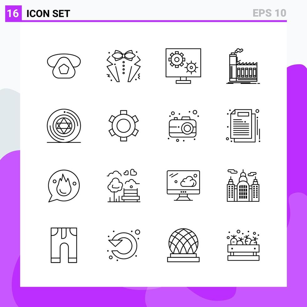 Set of 16 icons in Line style Creative Outline Symbols for Website Design and Mobile Apps Simple Line Icon Sign Isolated on White Background 16 Icons vector