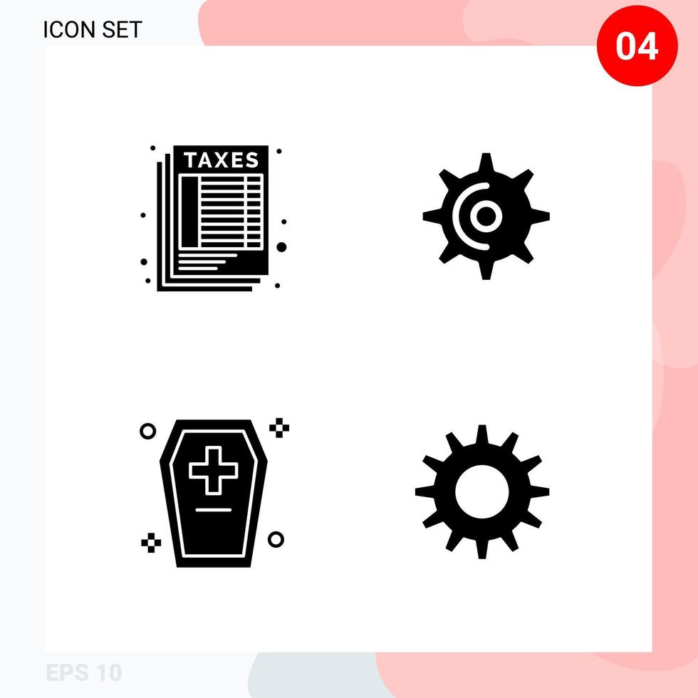 Vector Pack of 4 Icons in Solid Style Creative Glyph Pack isolated on White Background for Web and Mobile