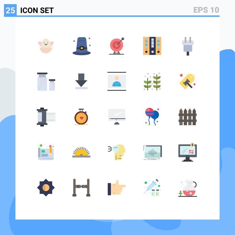 grupo de 25 signos y símbolos de colores planos para elementos de diseño de vectores editables de archivos de carpetas de archivos de dardos de financiación de conectores