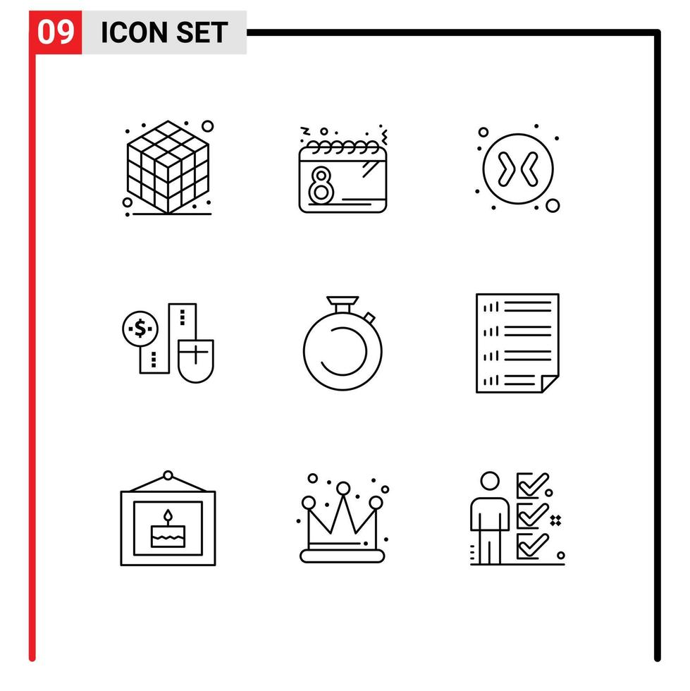 9 Outline concept for Websites Mobile and Apps clock connection arrows dollor connect Editable Vector Design Elements