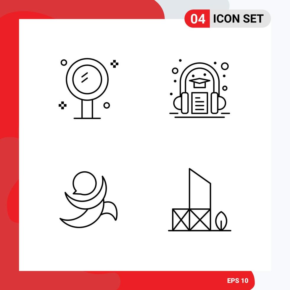Modern Set of 4 Filledline Flat Colors and symbols such as bathroom golos mirror book crypto Editable Vector Design Elements