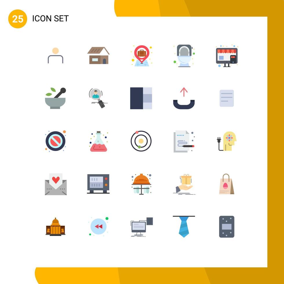 Modern Set of 25 Flat Colors and symbols such as buy flush home commode case Editable Vector Design Elements