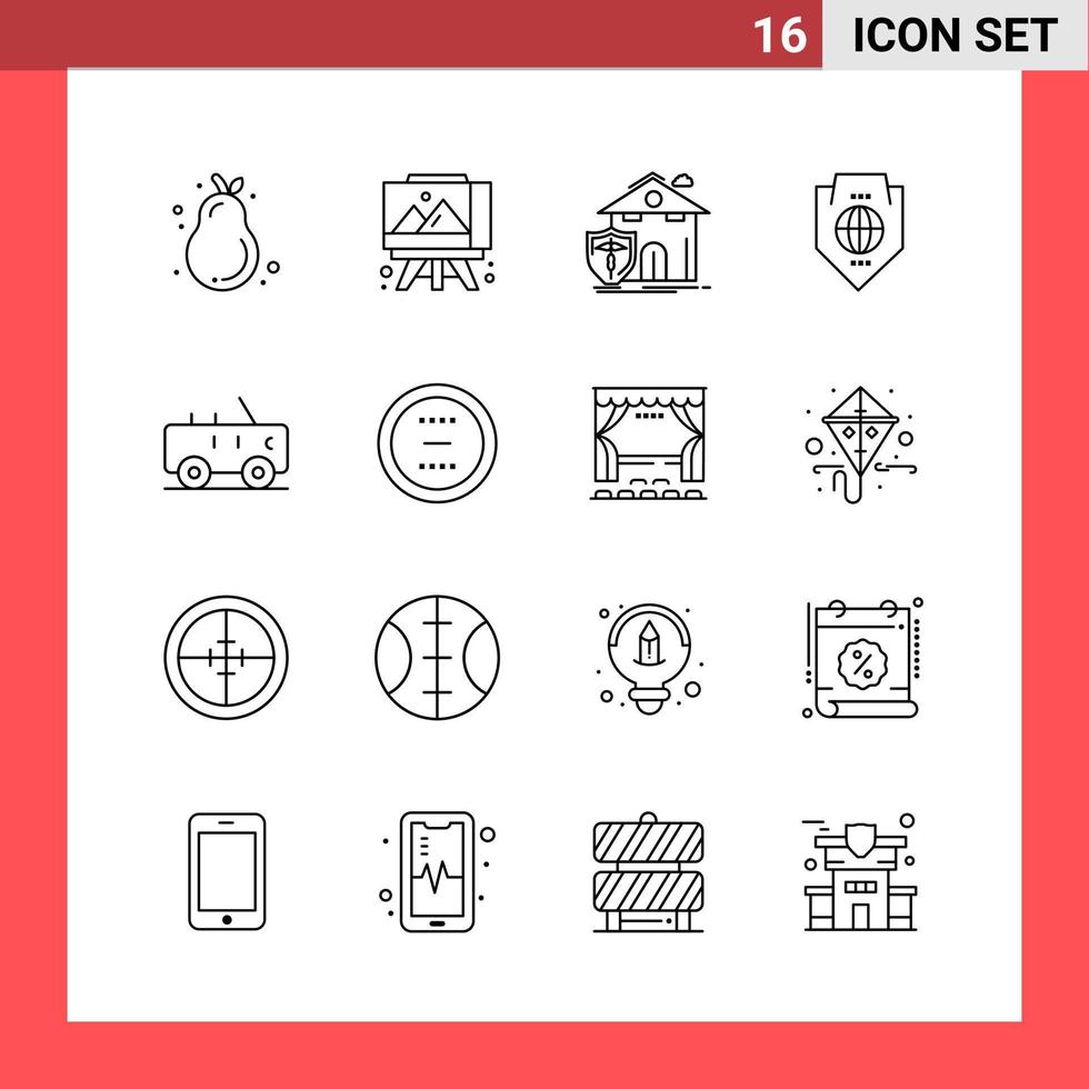 16 Icon Pack Line Style Outline Symbols on White Background Simple Signs for general designing vector