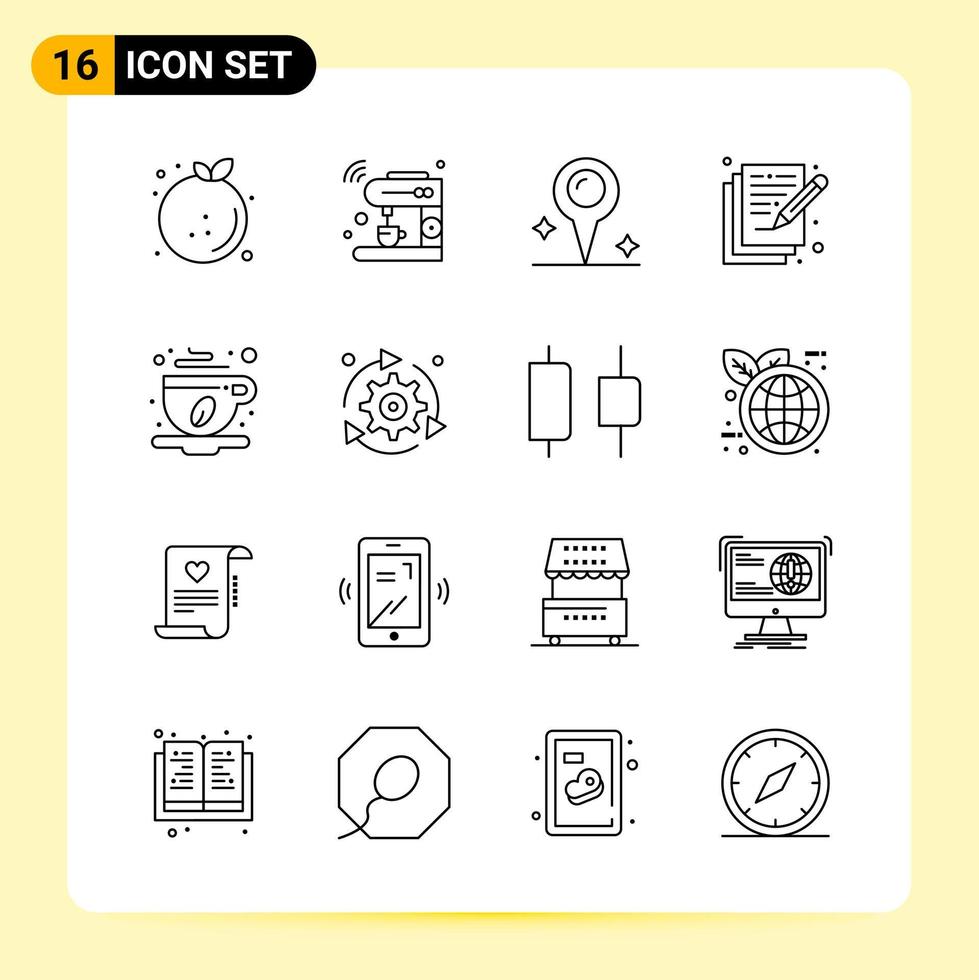 16 iconos creativos para el diseño moderno de sitios web y aplicaciones móviles receptivas 16 símbolos de contorno signos sobre fondo blanco paquete de 16 iconos vector