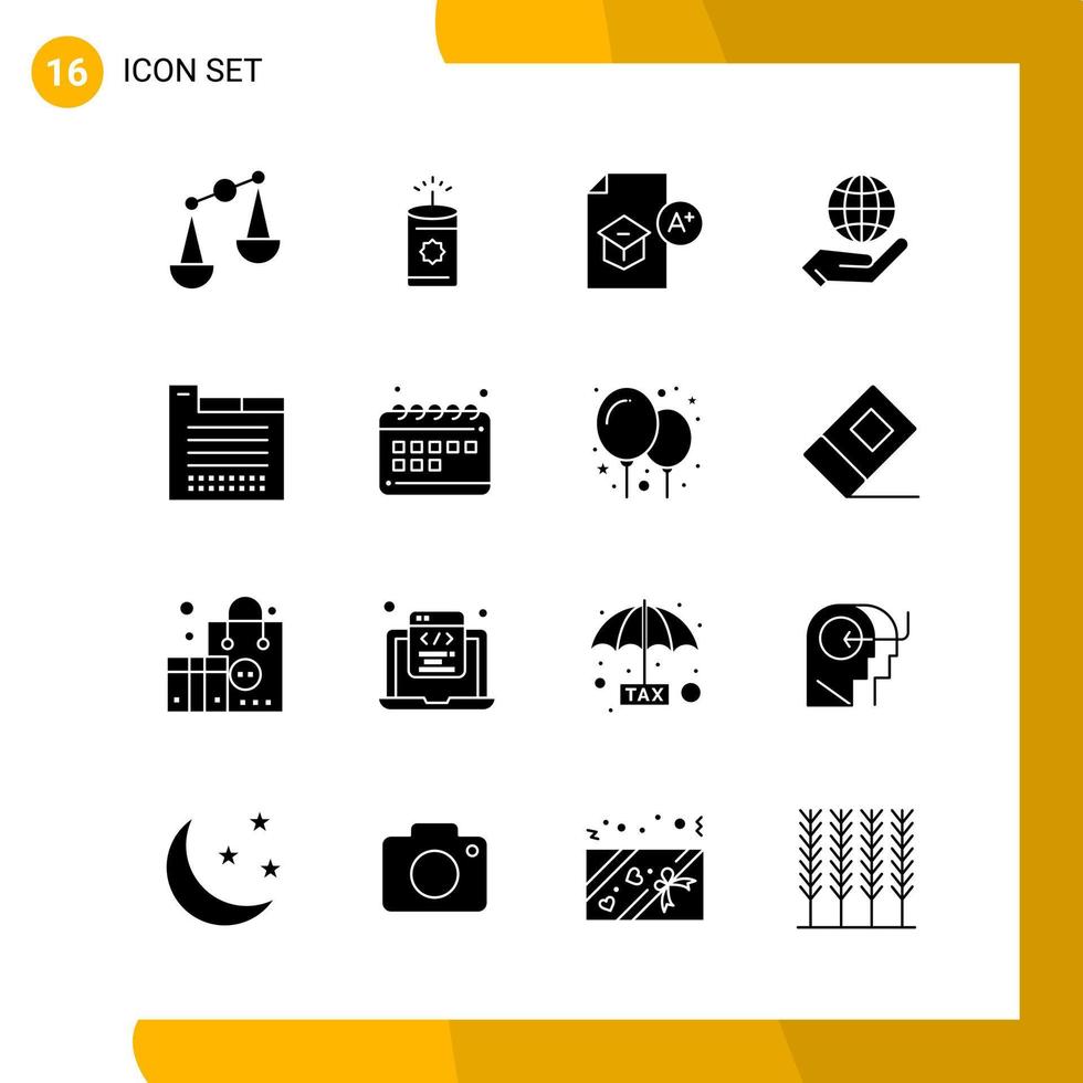 16 Icon Set Solid Style Icon Pack Glyph Symbols isolated on White Backgound for Responsive Website Designing vector