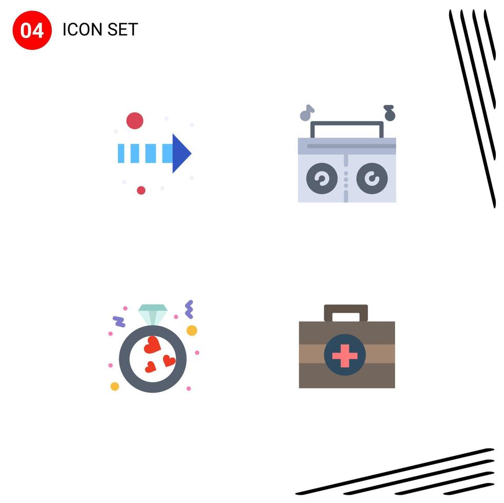 4 Flat Icon concept for Websites Mobile and Apps arrow proposal music heart kit Editable Vector Design Elements