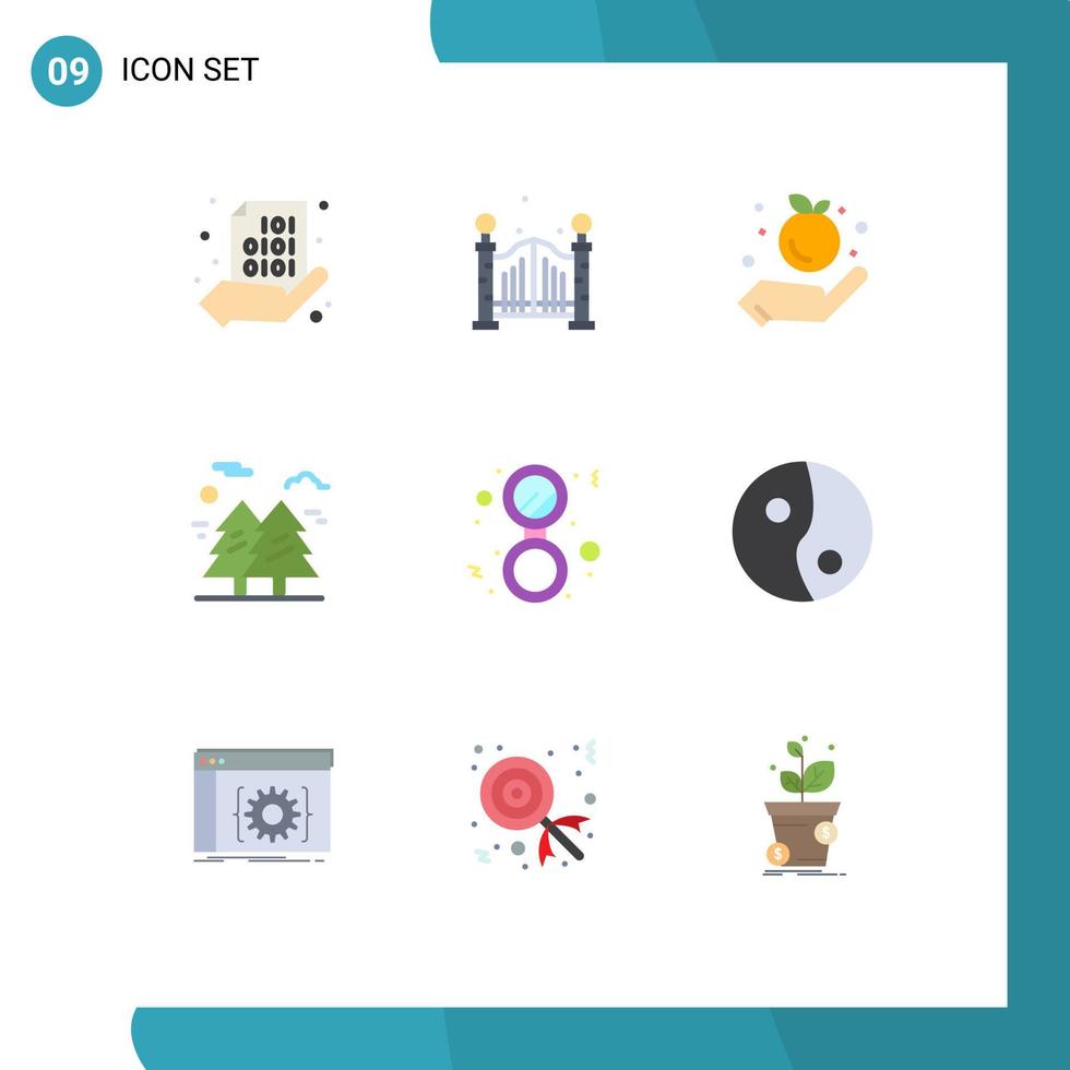 Universal Icon Symbols Group of 9 Modern Flat Colors of make park farming hiking tree Editable Vector Design Elements