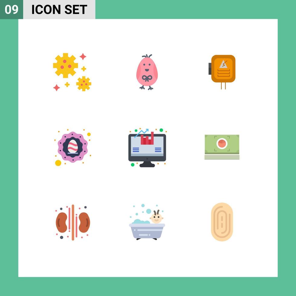 Modern Set of 9 Flat Colors and symbols such as growth analysis energy egg wreath Editable Vector Design Elements