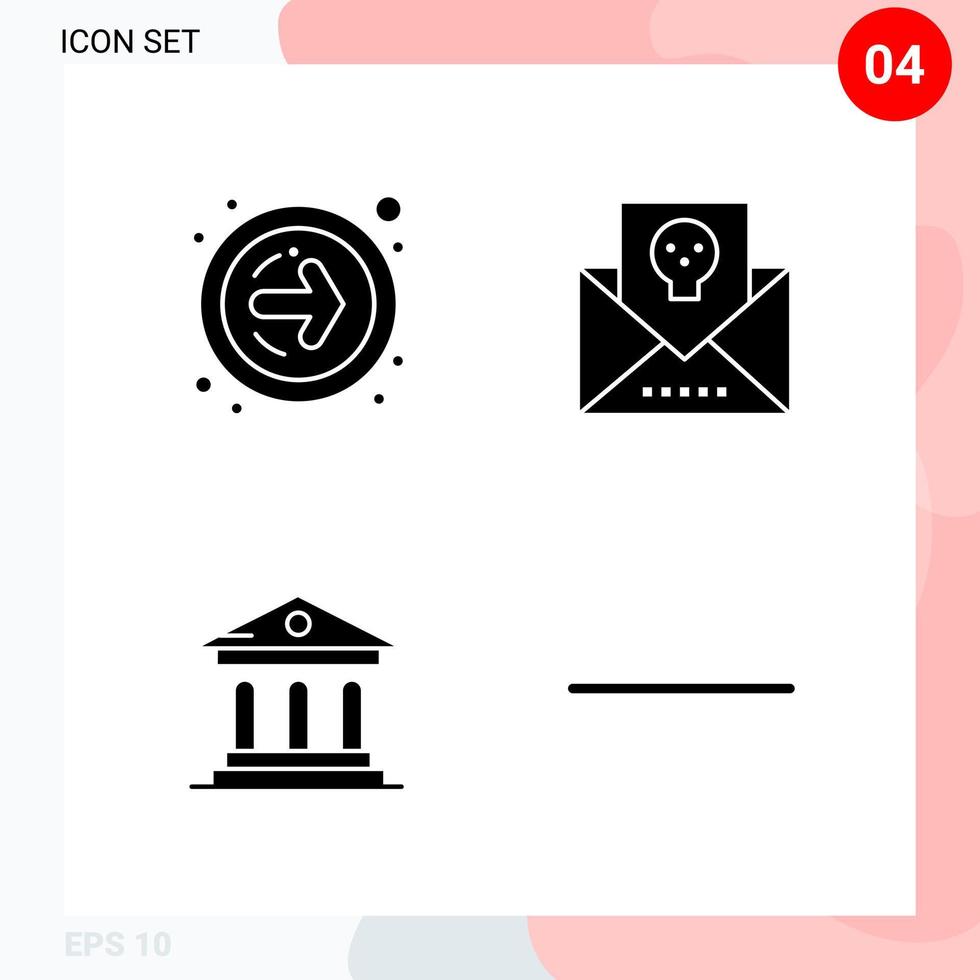 Vector Pack of 4 Icons in Solid Style Creative Glyph Pack isolated on White Background for Web and Mobile