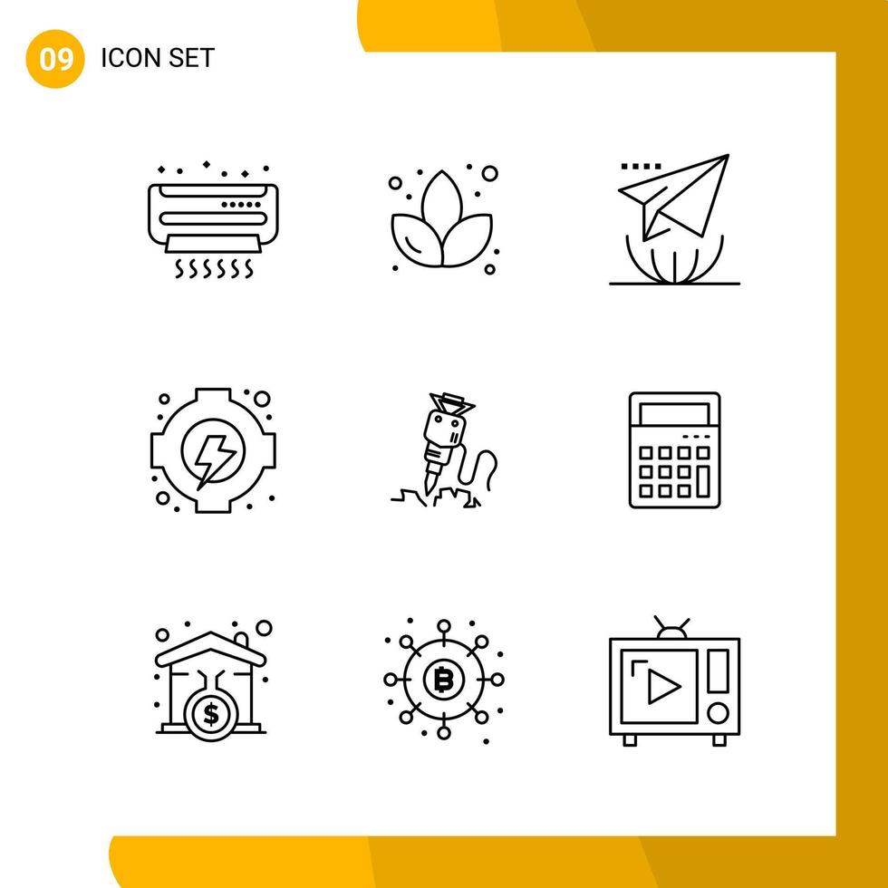 9 Icon Set Line Style Icon Pack Outline Symbols isolated on White Backgound for Responsive Website Designing vector