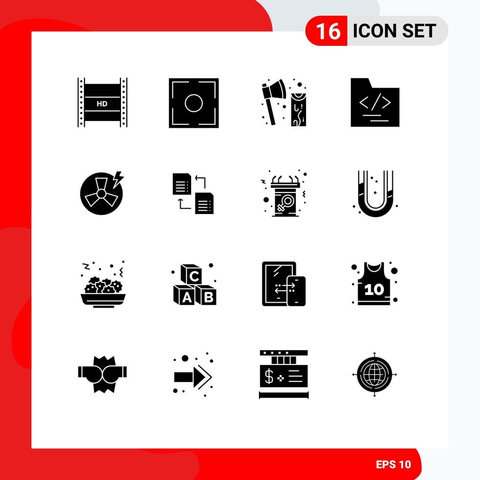 Pictogram Set of 16 Simple Solid Glyphs of business folder photo wood cutting Editable Vector Design Elements